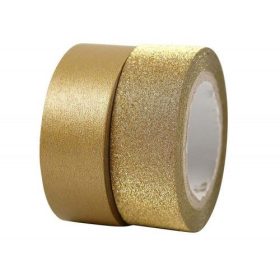 Dekor ragasztószalag (matt metál és glitteres) arany