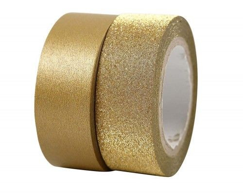 Dekor ragasztószalag (matt metál és glitteres) arany