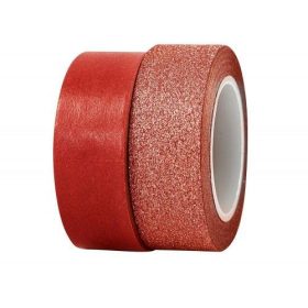 Dekor ragasztószalag (matt metál és glitteres)piros