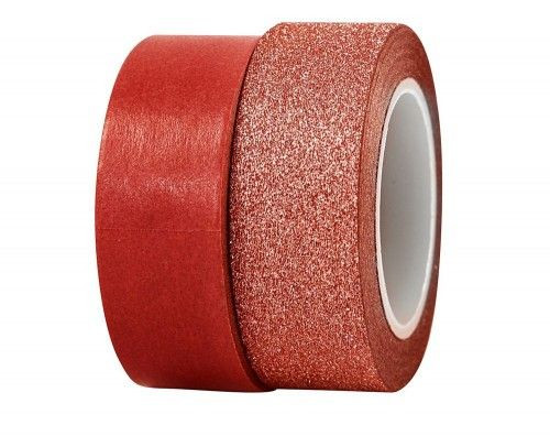Dekor ragasztószalag (matt metál és glitteres)piros