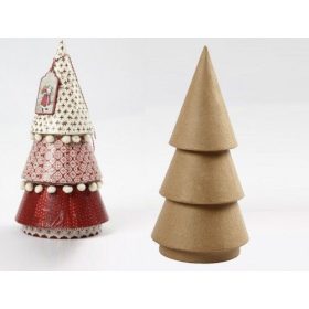 Papírmasé figura, Fenyőfa, 15cm