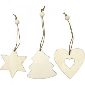 Karácsonyfadísz, 6cm, Csillag-fenyő-szív