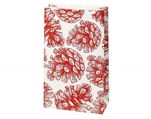 Papírtasak karácsonyi mintával, toboz