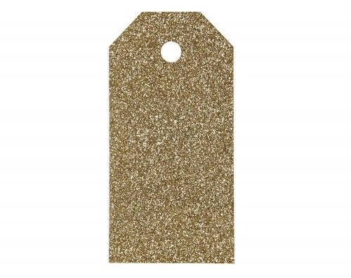 Ajándékcímke, glitteres, 15db/cs, arany