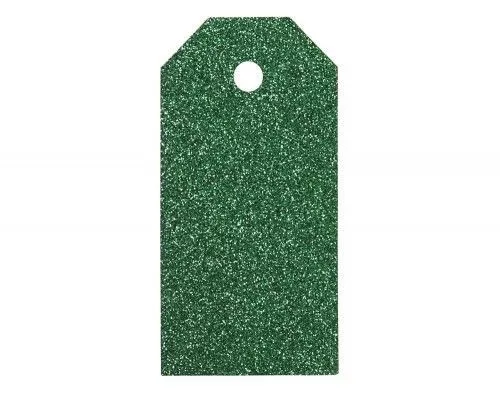 Ajándékcímke, glitteres, 15db/cs, zöld