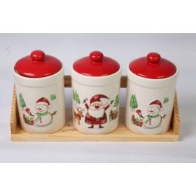 Karácsonyi kerámia, Fűszertartó szett 3x550ml