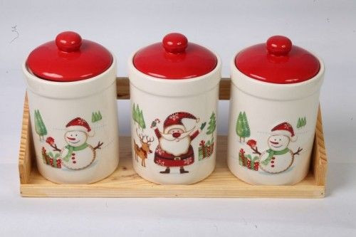 Karácsonyi kerámia, Fűszertartó szett 3x550ml