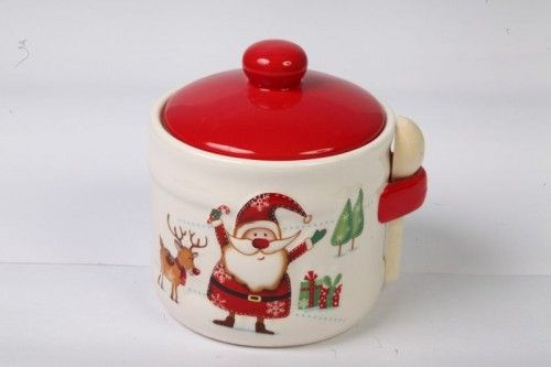 Karácsonyi kerámia, Cukortartó kanállal 460ml