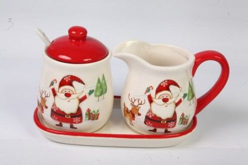 Karácsonyi kerámia, Cukortartó, tejszínkiöntő 2x265ml