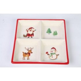 Karácsonyi kerámia, Kínáló, osztott 20x20cm