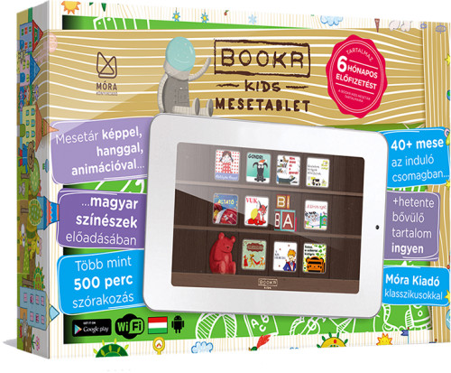 BOOKR Kids Mesetablet 8GB Wifi, zöld (Android) + fél éves BOOKR Kids mesetár előfizetés