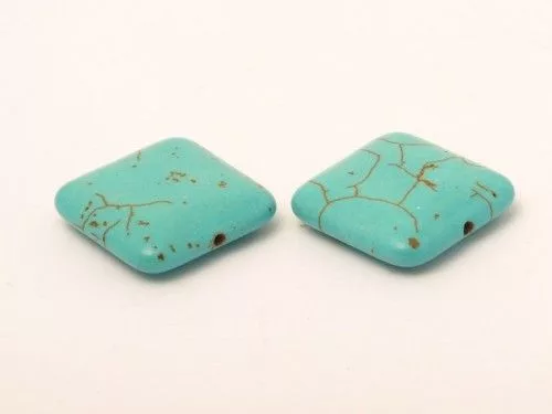Rekonstruált türkiz gyöngyök, Négyzet, 20 mm