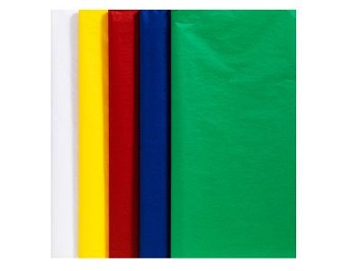 Selyempapír csomag, 50db/cs - Fehér-sárga-piros-kék-zöld