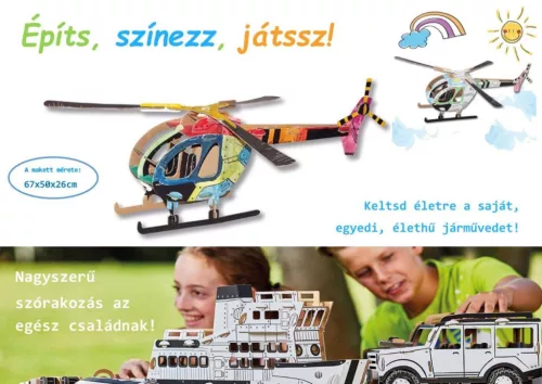 Helikopter - Kifestő karton makett építő - és kreatív szett