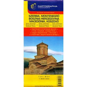   Szerbia, Montenegró, Bosznia-Hercegovina, Macedónia, Koszovó autótérkép - 1:800 000