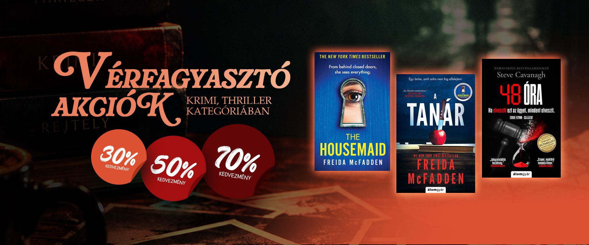 Vérfagyasztó akció – krimik és thrillerek akár 70% kedvezménnyel, november 1-ig